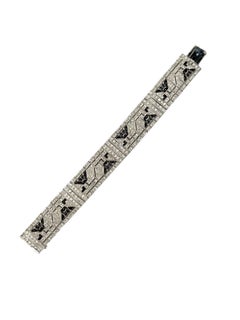 Platinum Diamond and Onyx Bracelet