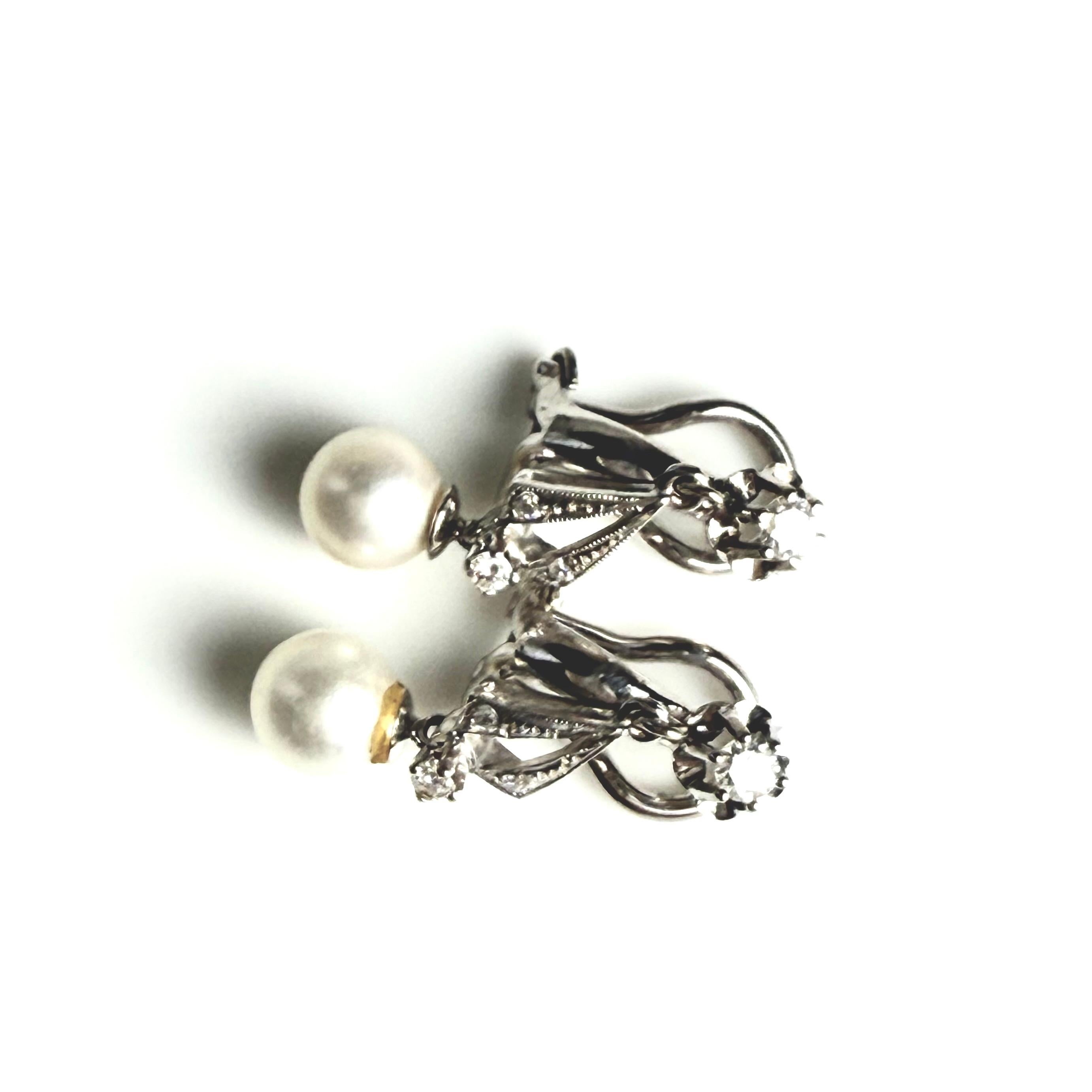 Platin Diamant und Birne Hebel zurück Tropfen Ohrringe 1 Zoll lang im Angebot 2
