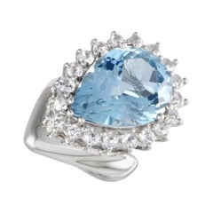 Platinum Diamond and Pear Shaped Topaz Cocktail Ring