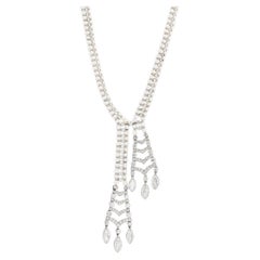 Platinum, Diamond, and Pearl Drop Necklace