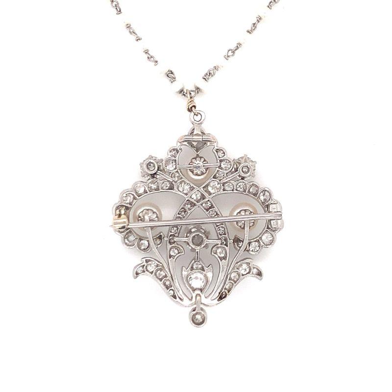 Edwardian Platinum Diamond and Pearl Pendant, circa 1910 For Sale