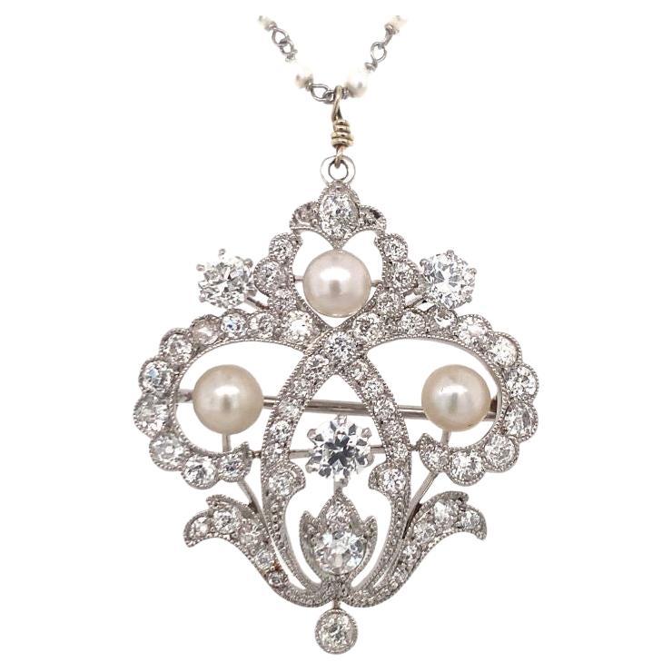 Platinum Diamond and Pearl Pendant, circa 1910