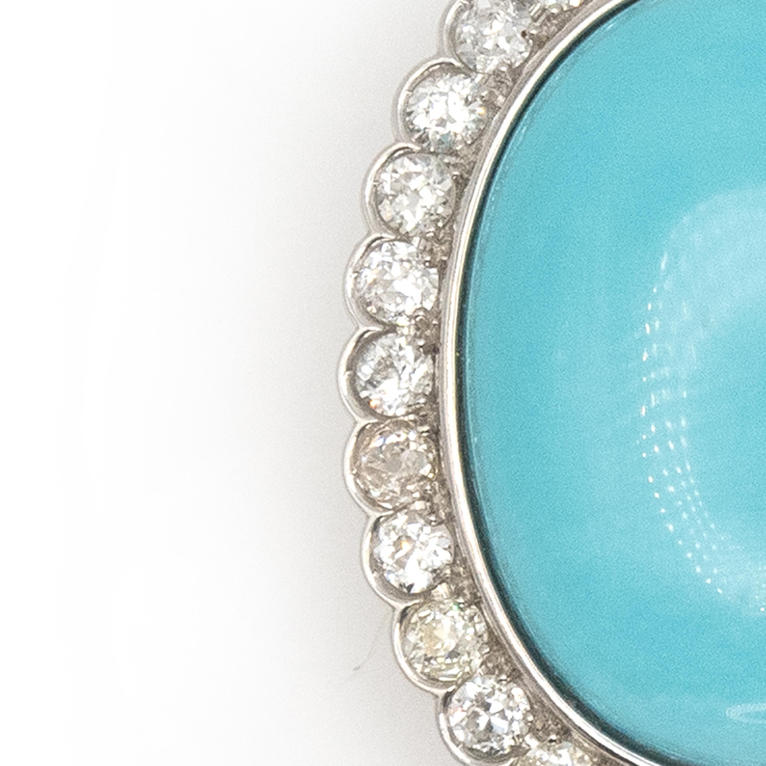 Anillo de cóctel de platino, diamantes y turquesa persa c. Años 80 en Excelente estado para la venta en New York, NY