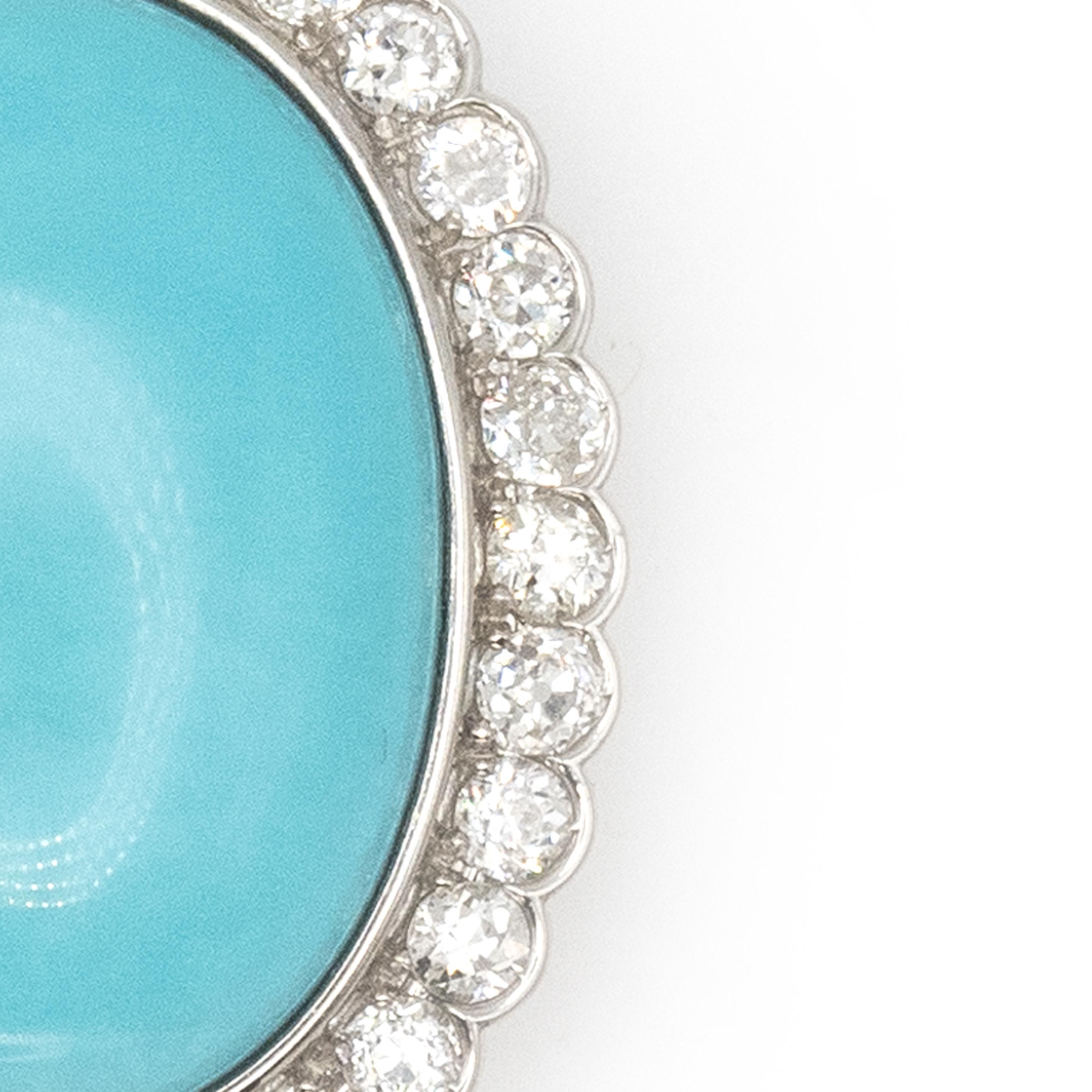 Femenino o masculino Anillo de cóctel de platino, diamantes y turquesa persa c. Años 80 en venta