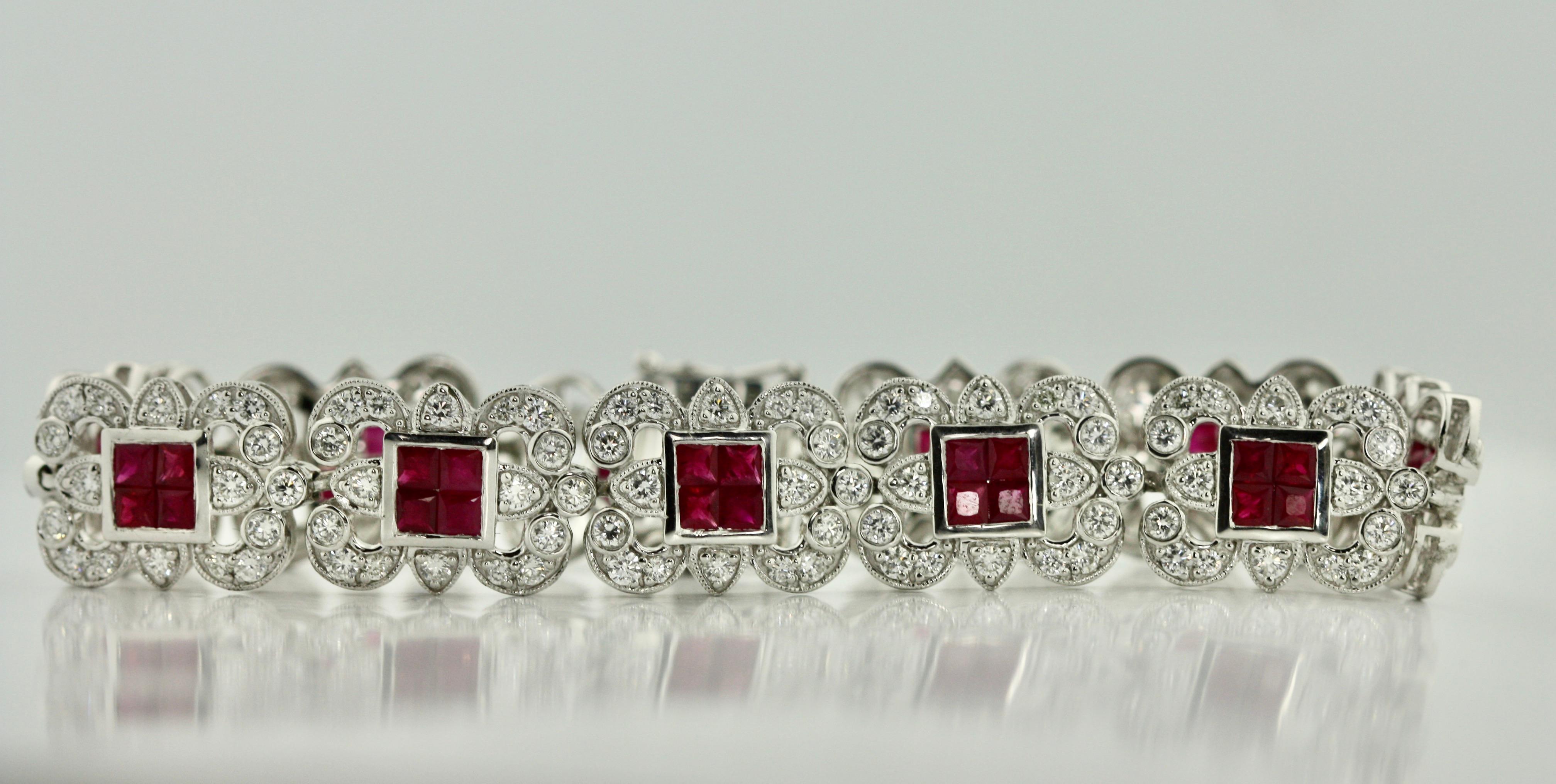 Platinum, Diamond and Ruby Bracelet 1