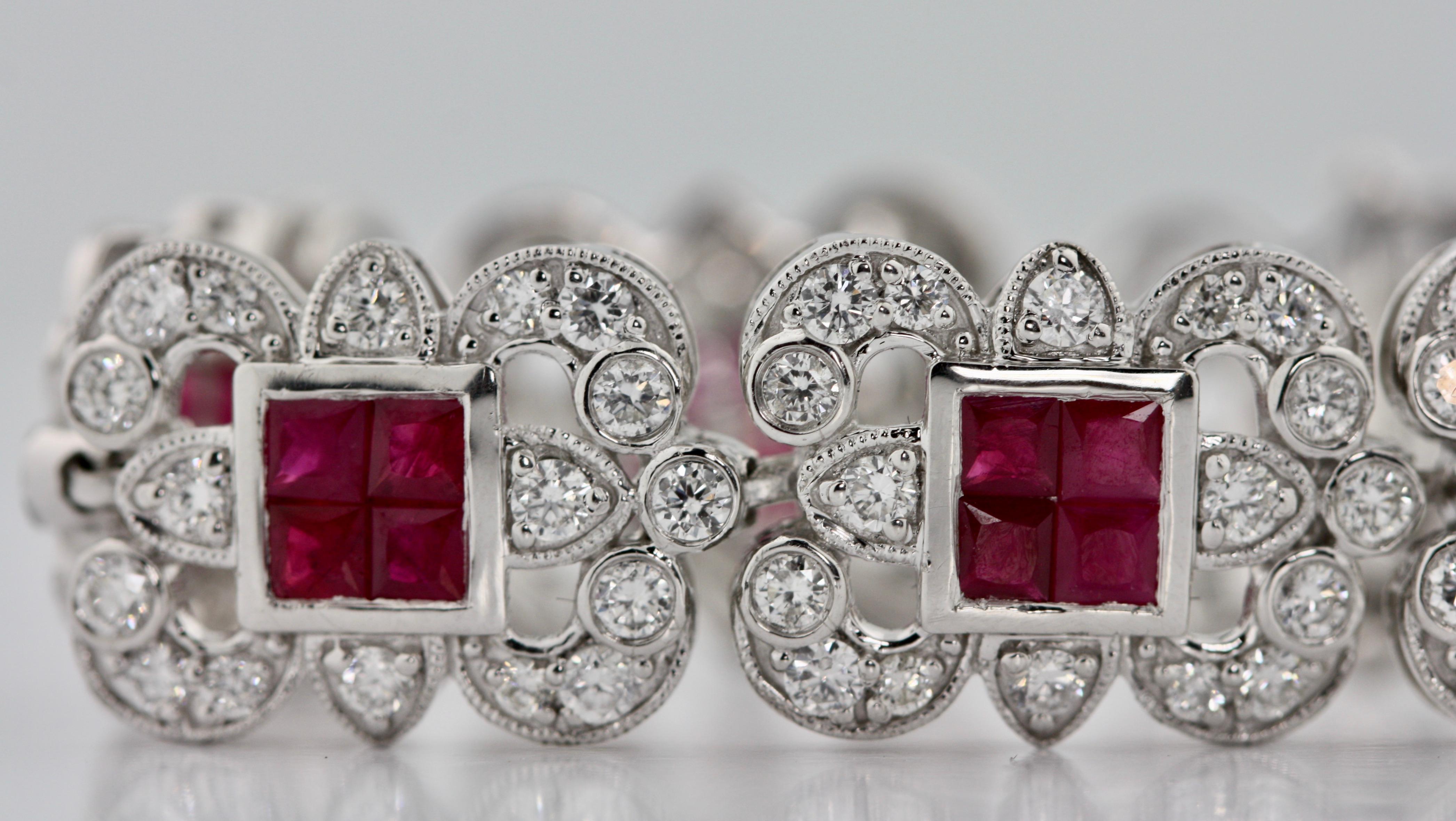 Platinum, Diamond and Ruby Bracelet 3