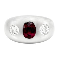 Platinum Diamond and Ruby Gypsy Ring Vintage Platinum Diamond and Ruby Gypsy Ring