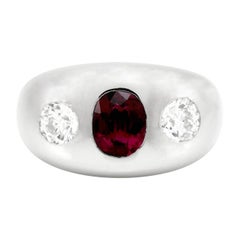 Platinum Diamond and Ruby Gypsy Ring Vintage Platinum Diamond and Ruby Gypsy Ring