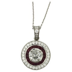 Platinum Diamond and Ruby Pendant