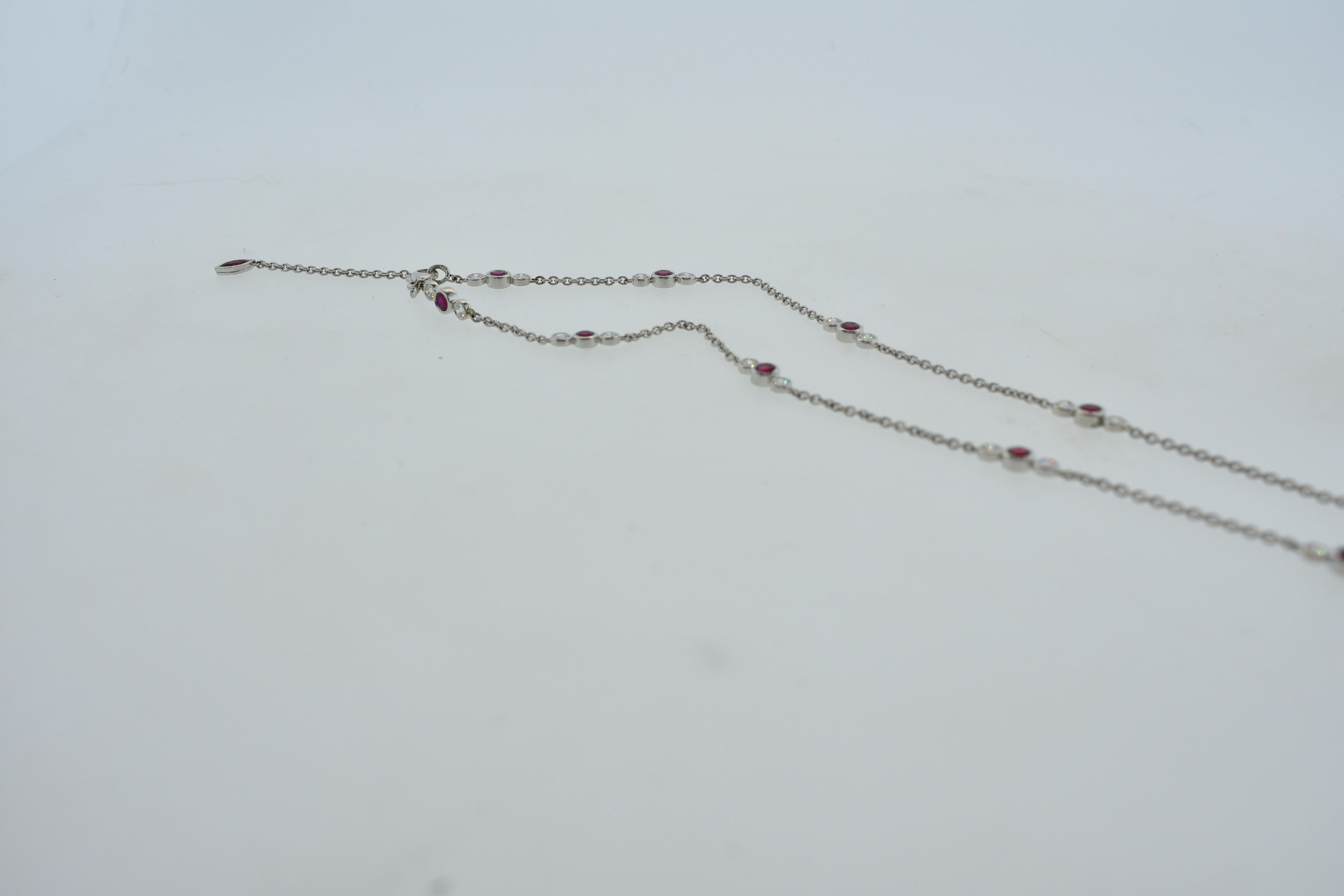 Platinum, Diamond and Ruby Pendant Necklace, Contemporary, Fabergé, NY 3