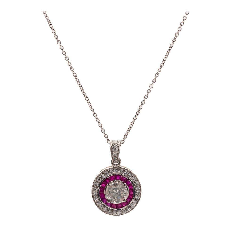Platinum ruby necklace Clearance