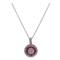 Platinum, Diamond and Ruby Pendant Necklace