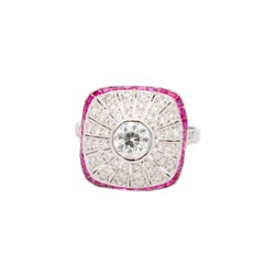 Platinum Diamond and Ruby Ring