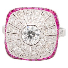 Platinum Diamond and Ruby Ring