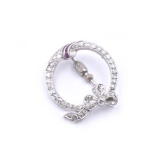 Platinum Diamond and Ruby Victorian Bow Pin