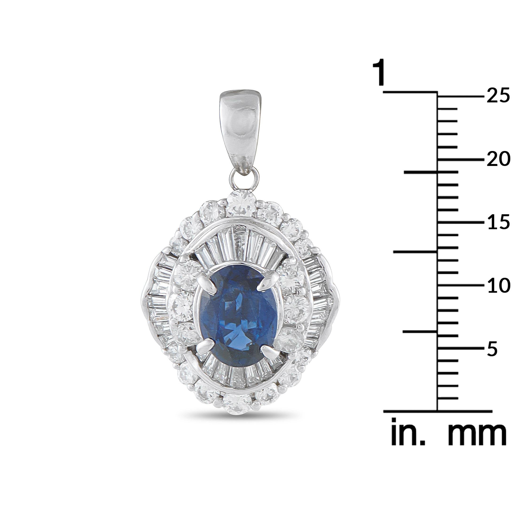Taglio misto Platinum Diamond and Sapphire Ballerina Pendant MF02-110125 in vendita