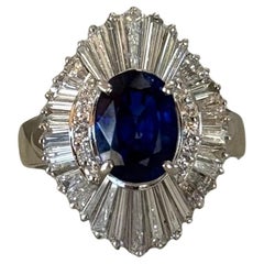 Platinum Diamond and Sapphire Ballerina Statement Ring