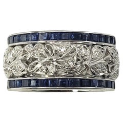 Platinum Diamond and Sapphire Band Ring