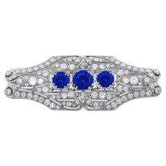 Platinum Diamond and Sapphire Brooch Platinum Diamond and Sapphire Brooch