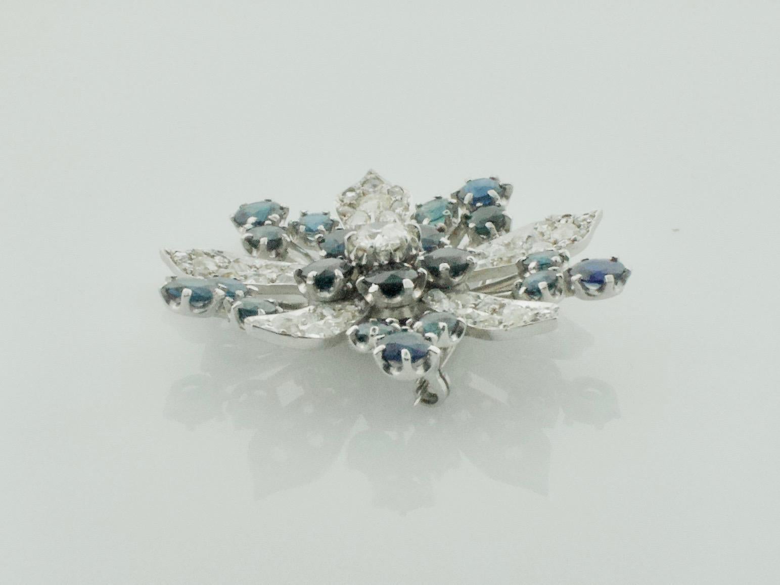 Platinum Diamond and Sapphire Brooch, Necklace circa 1920s 6.85 Carat 2