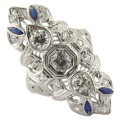 Vintage Platinum Diamond and Sapphire Dinner Ring