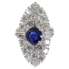 Vintage Platinum Diamond and Sapphire Dinner Ring