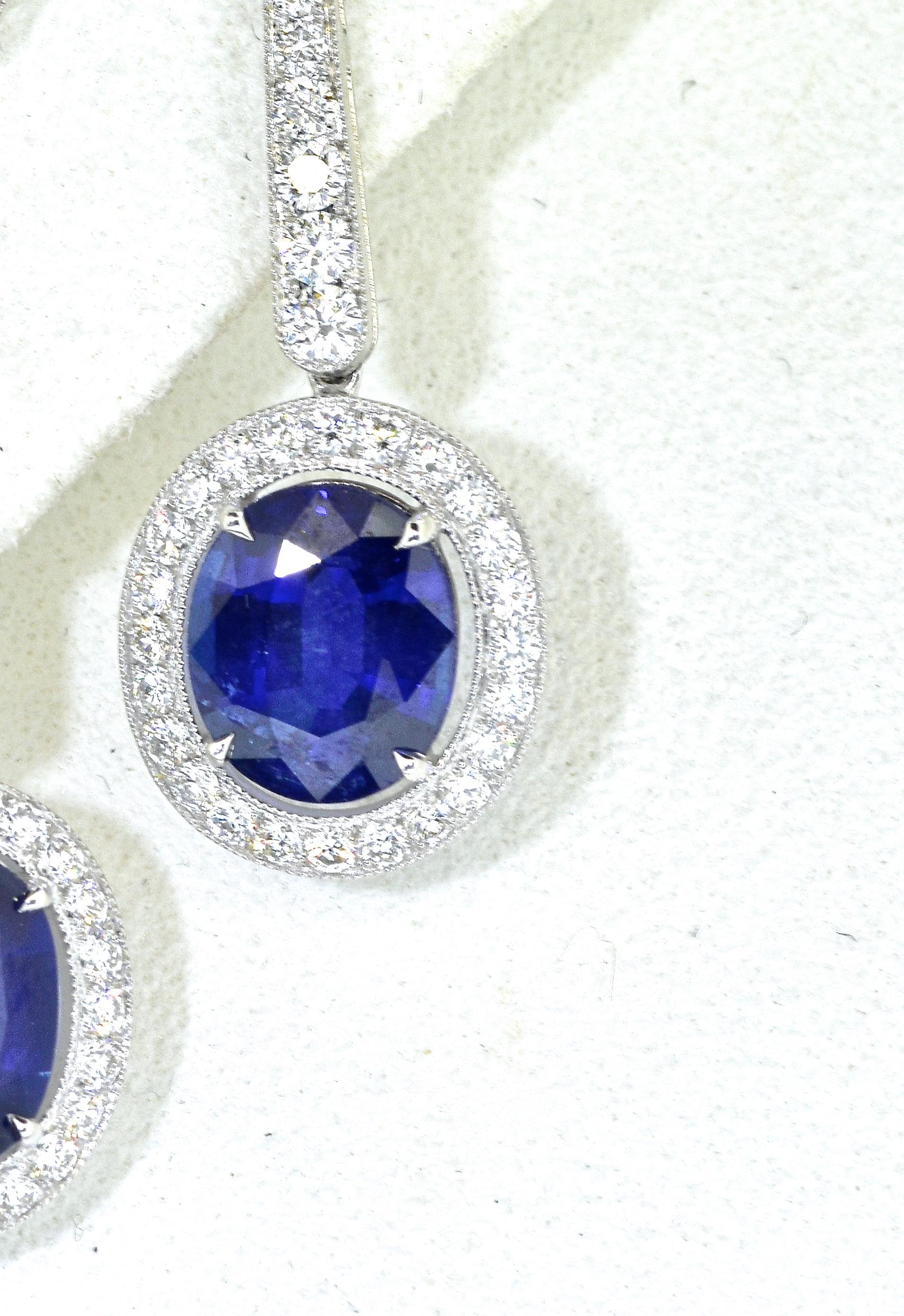 Platinum, Diamond and Sapphire Earrings by Pierre/Famille, Inc. 1