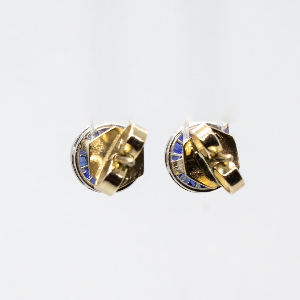 Women's or Men's Platinum Diamond and Sapphire Earrings