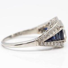 Platinum Diamond and Sapphire Engagement Ring