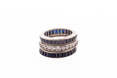 Platinum Diamond and Sapphire Eternity Band Rings