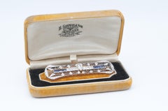 Platinum, Diamond and Sapphire Filigree Pin