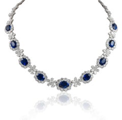 Platinum, Diamond and Sapphire Necklace