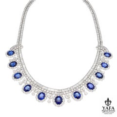 Platinum Diamond and Sapphire Necklace