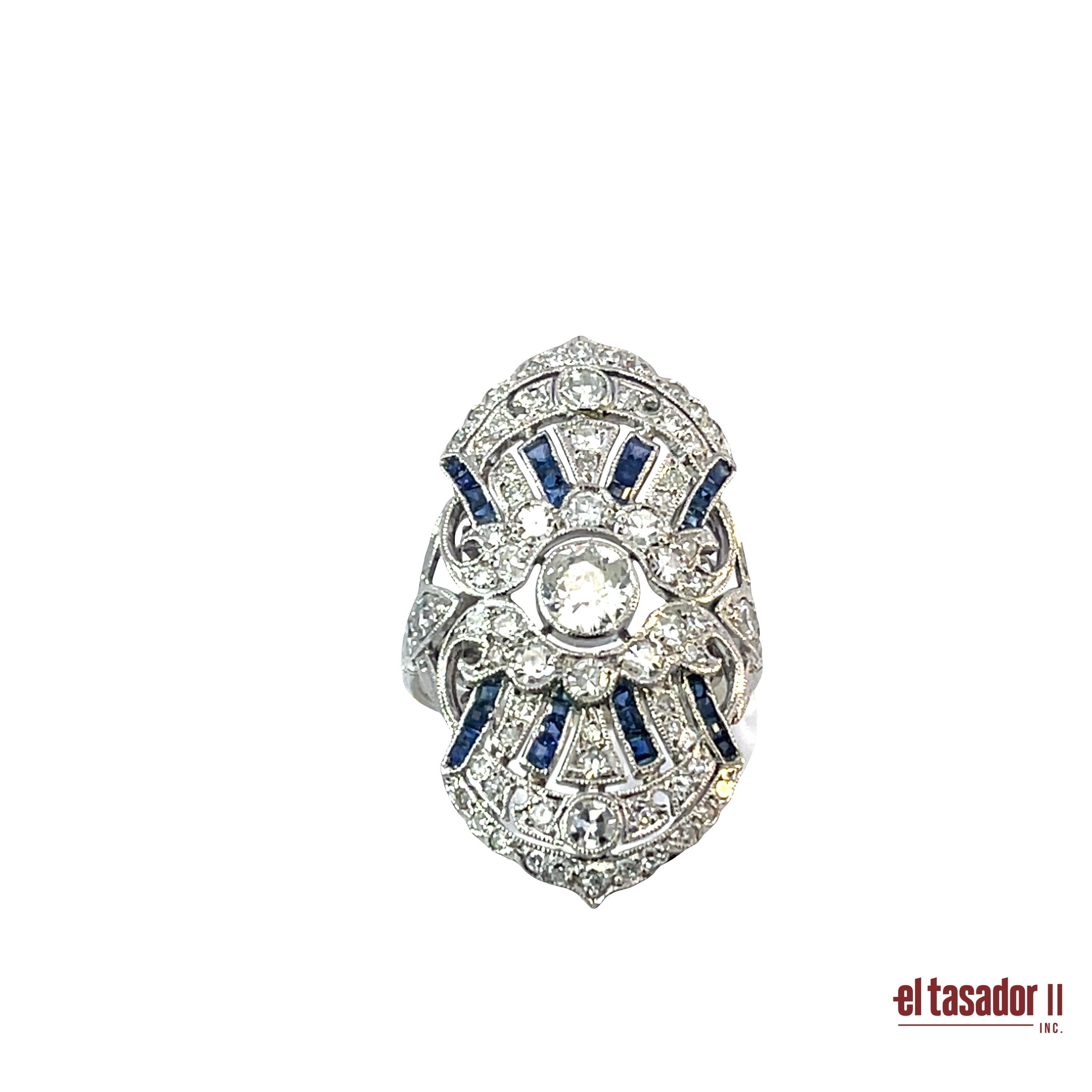 Anello Oyster in platino con diamanti e zaffiri - 6,8g In condizioni Nuovo in vendita a Aventura, FL