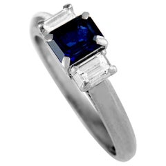 Platinum Diamond and Sapphire Rectangle Ring Platinum Diamond and Sapphire Rectangle Ring
