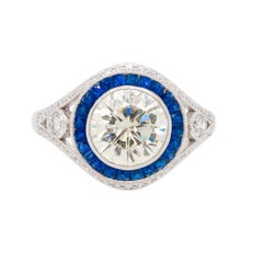 Platinum Diamond and Sapphire Ring