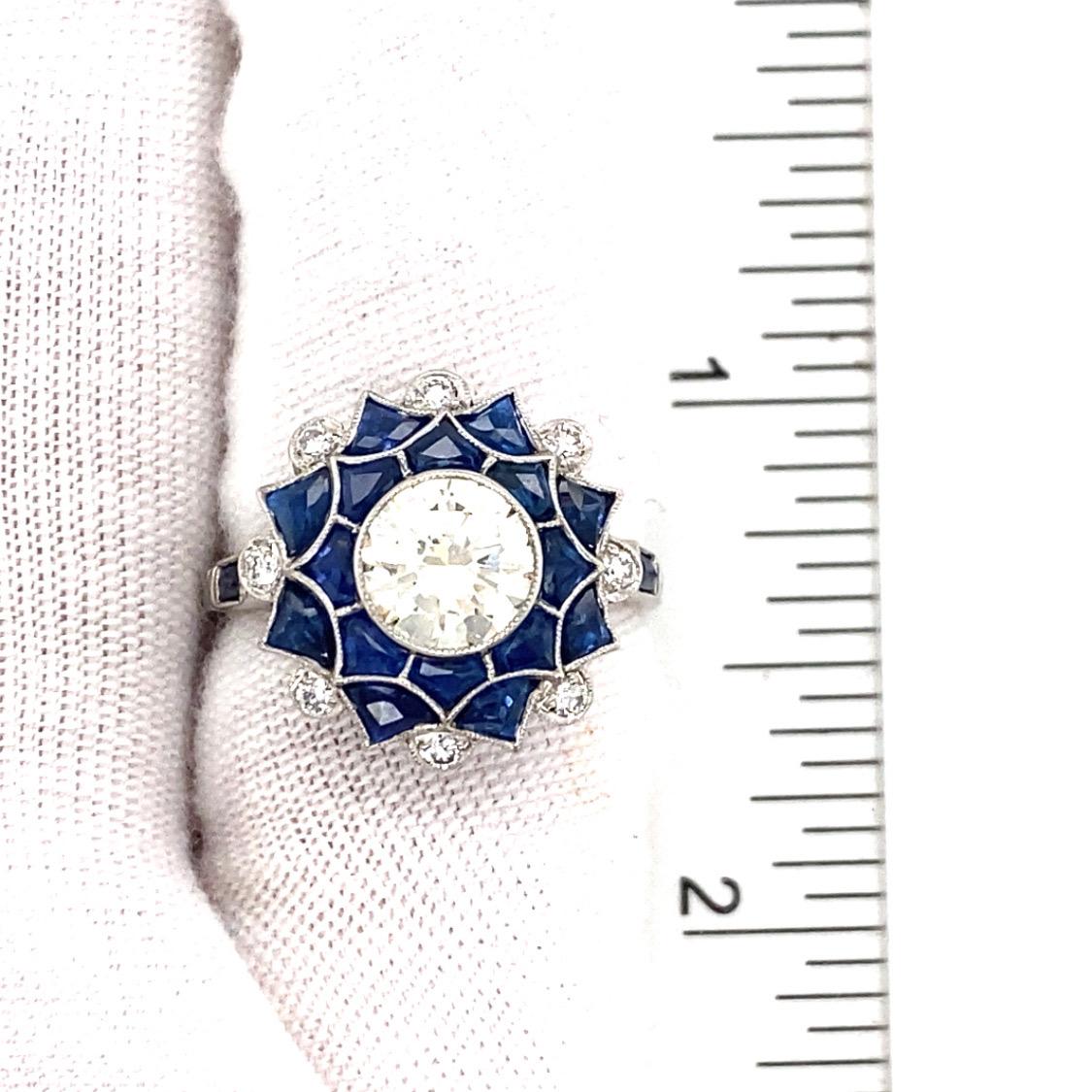 Platinring mit Diamanten und Saphiren Damen im Angebot