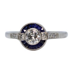 Platinum Diamond and Sapphire Ring