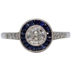 Platinum Diamond and Sapphire Ring