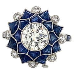 Platinring mit Diamanten und Saphiren