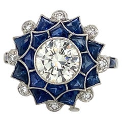 Platinum Diamond and Sapphire Ring