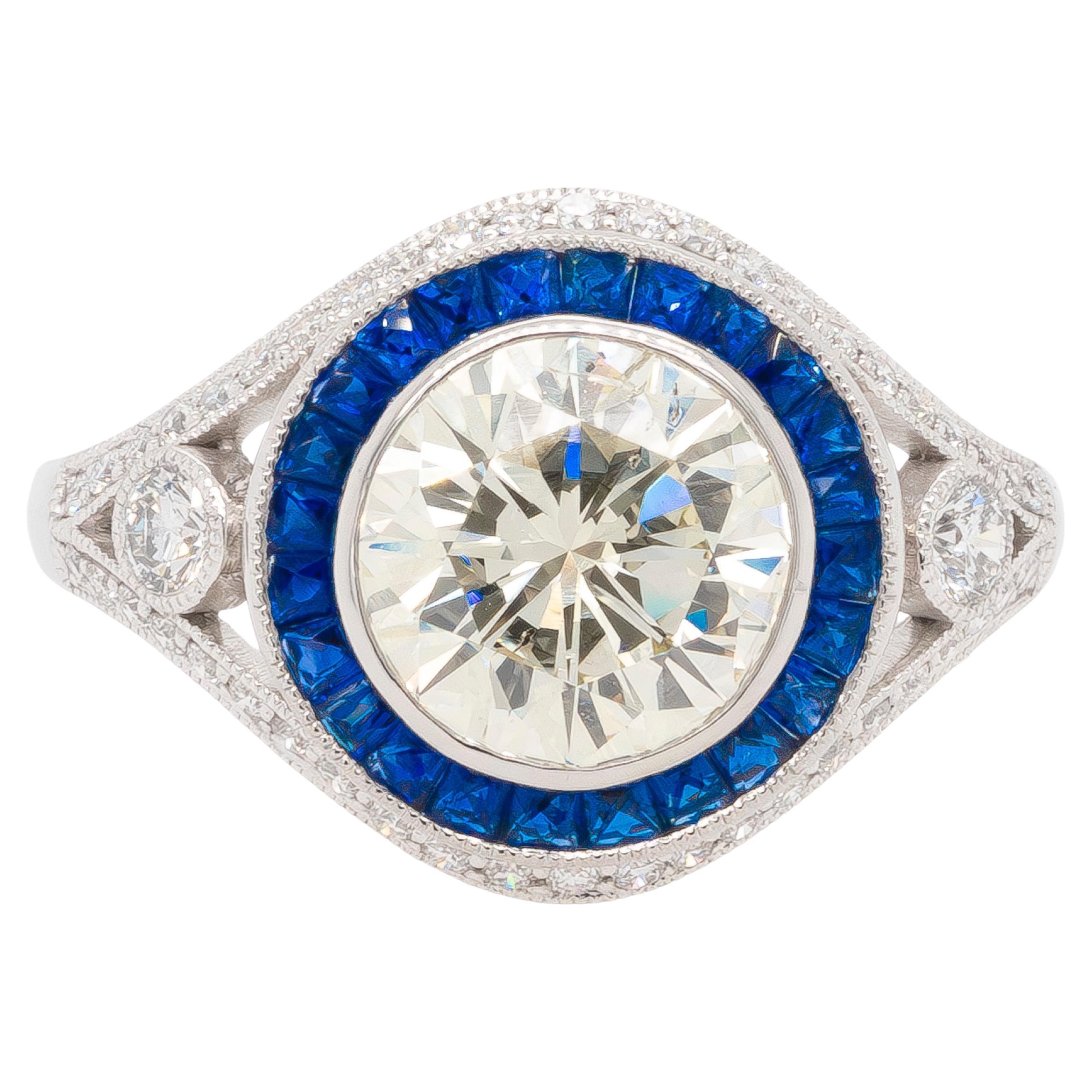 Platinum Diamond and Sapphire Ring