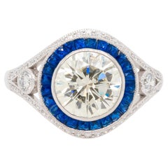 Platinum Diamond and Sapphire Ring