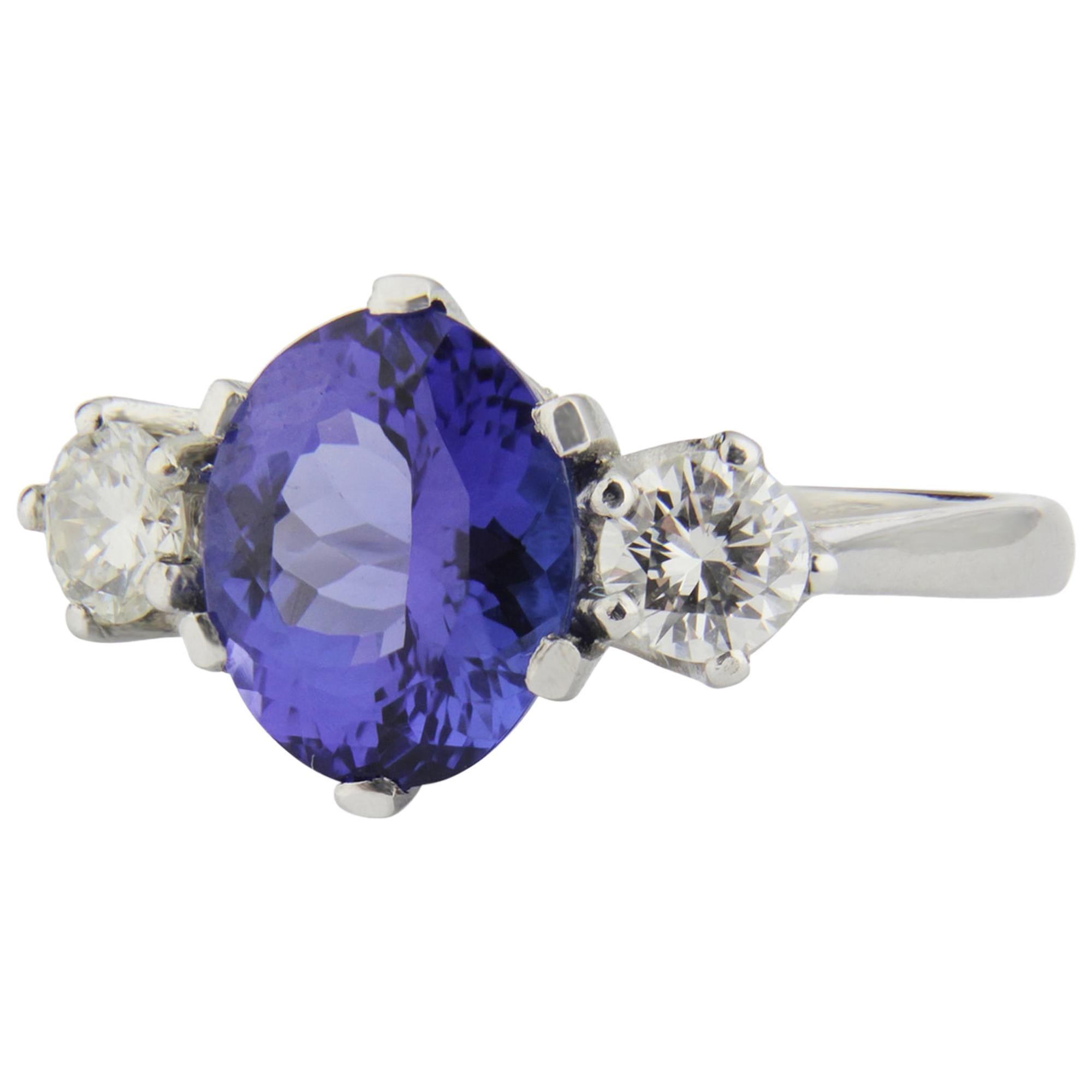 Platinum, Diamond, and Tanzanite Ring