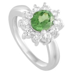 Platinum Diamond and Tsavorite Ring