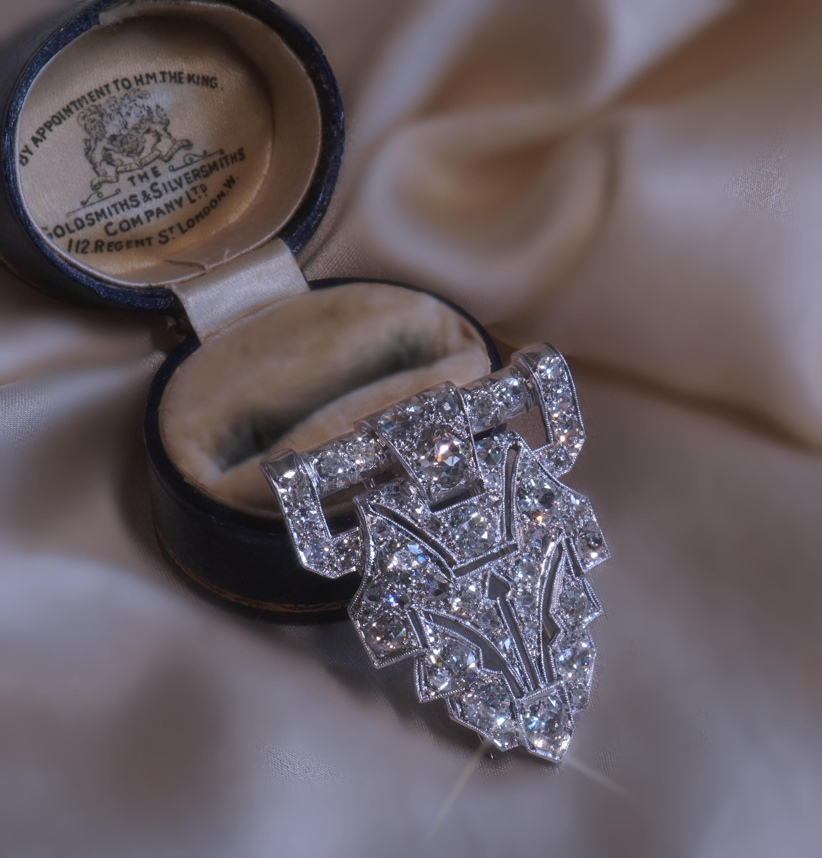 Platinum Diamond Antique Brooch Raymond Yard Pendant VS Old Mine Huge 8.19 Cts! For Sale 5