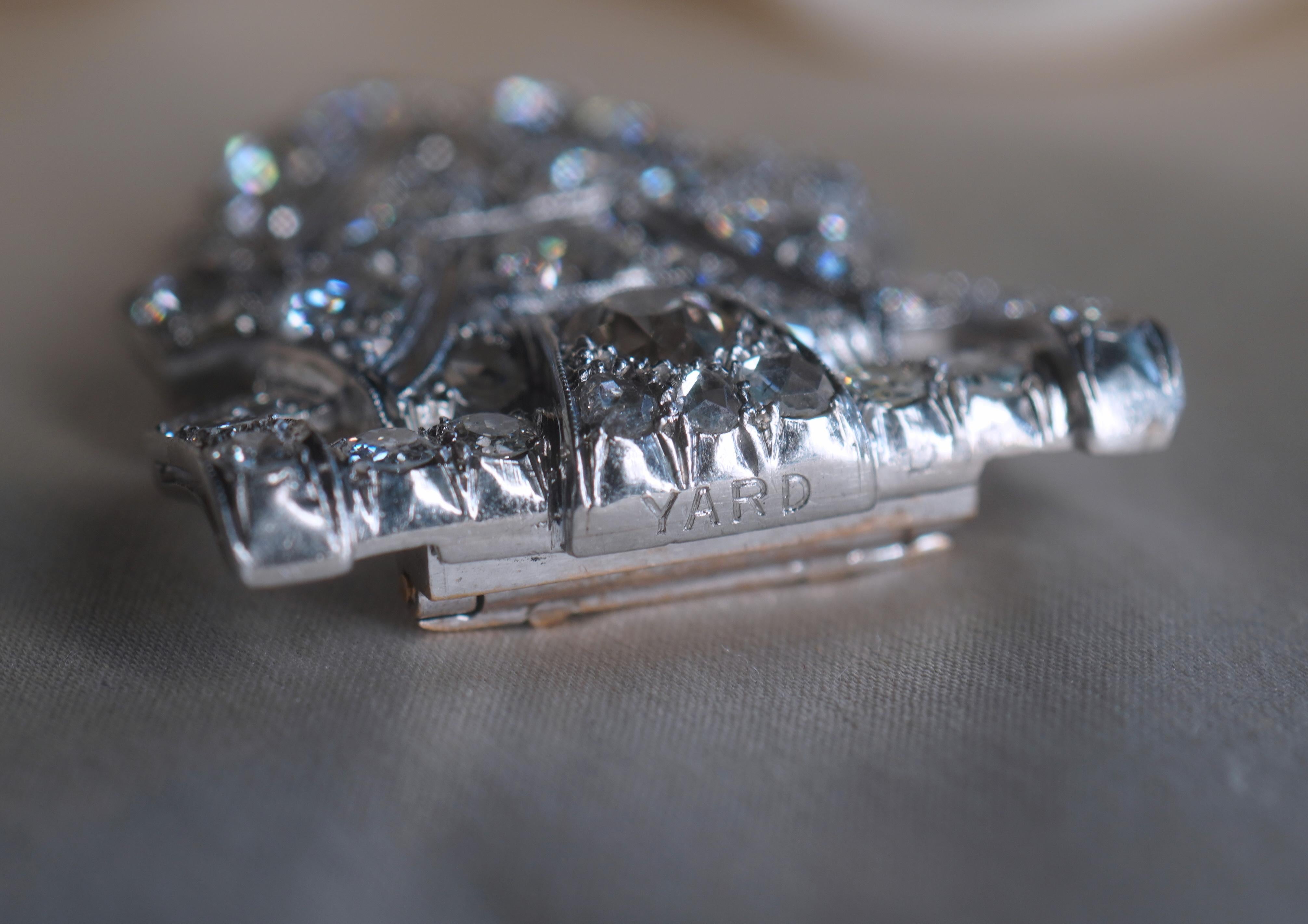 Platinum Diamond Antique Brooch Raymond Yard Pendant VS Old Mine Huge 8.19 Cts! For Sale 1