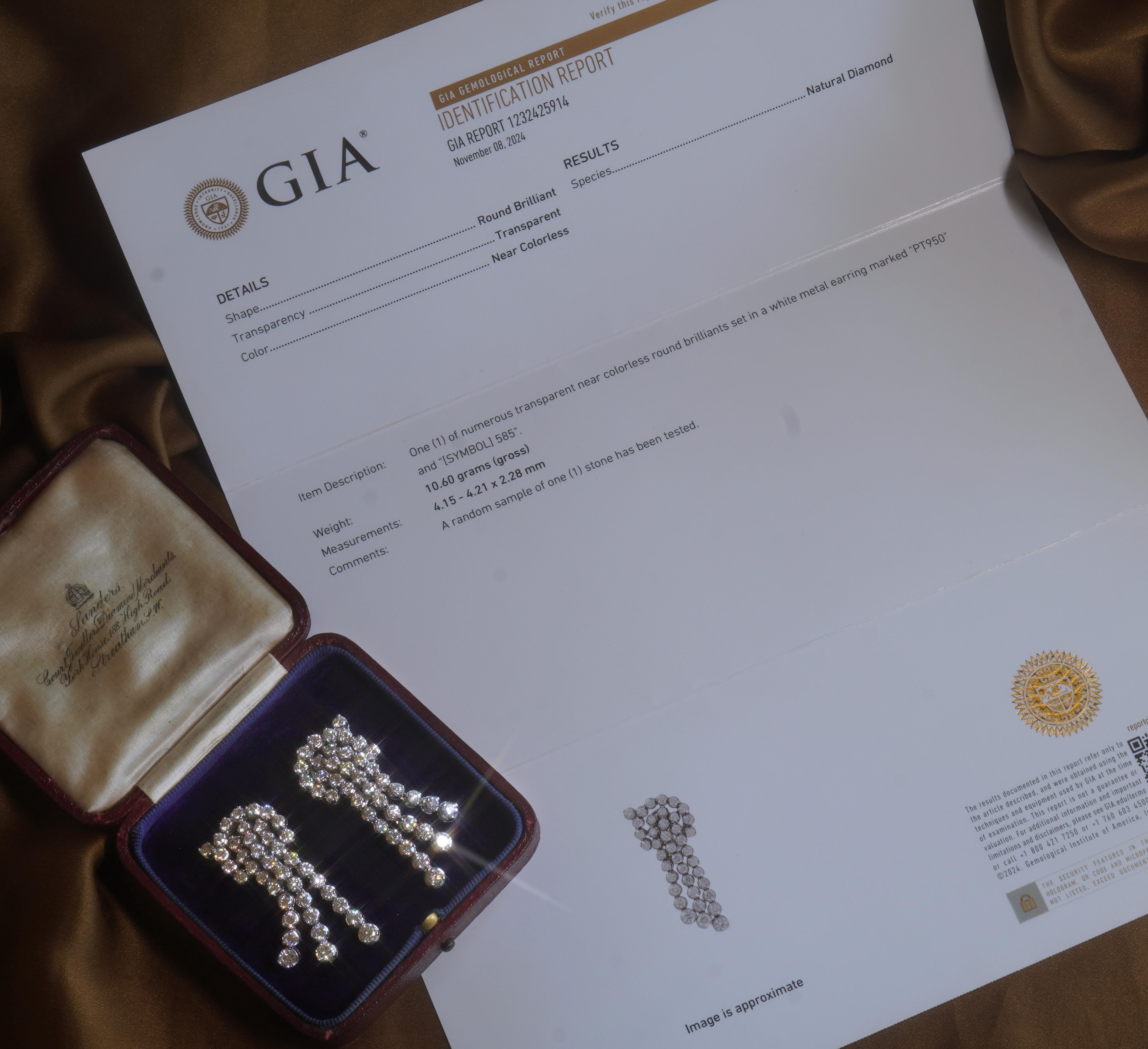 Old South Jewels proudly presents LUXURY.    BREATHTAKING GIA Certified 9.44 CARATS PLATINUM & 18K DIAMOND ANTIQUE EARRINGS & BOX!    Huge Antique 100 Year Old Sparkling White Diamond Earrings!   Huge Vintage Old European Diamond