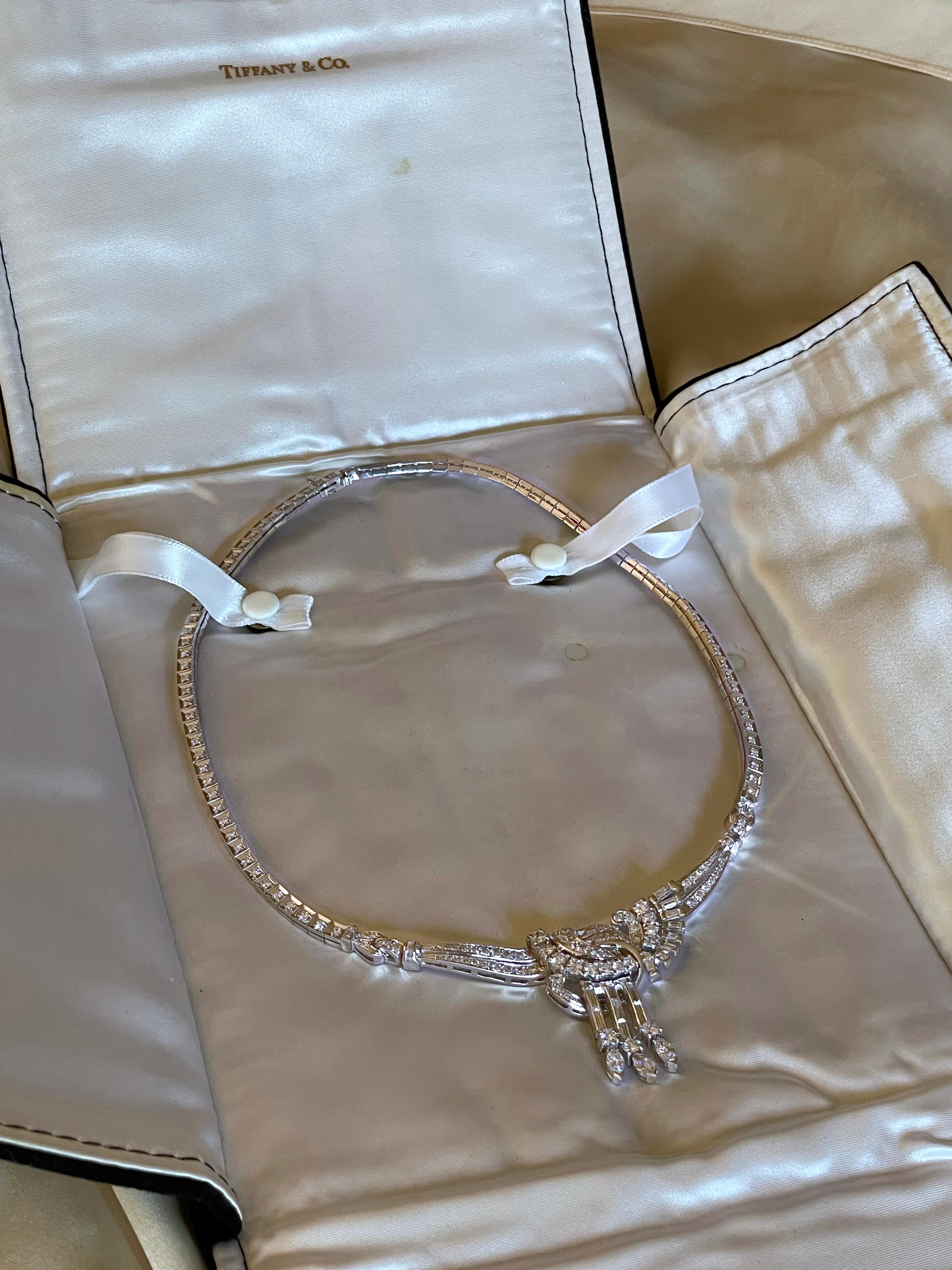 Collar Antiguo de Diamantes en Platino GIA Gargantilla Deco VS Vintage ¡Enorme 9,57 Quilates! en venta 4