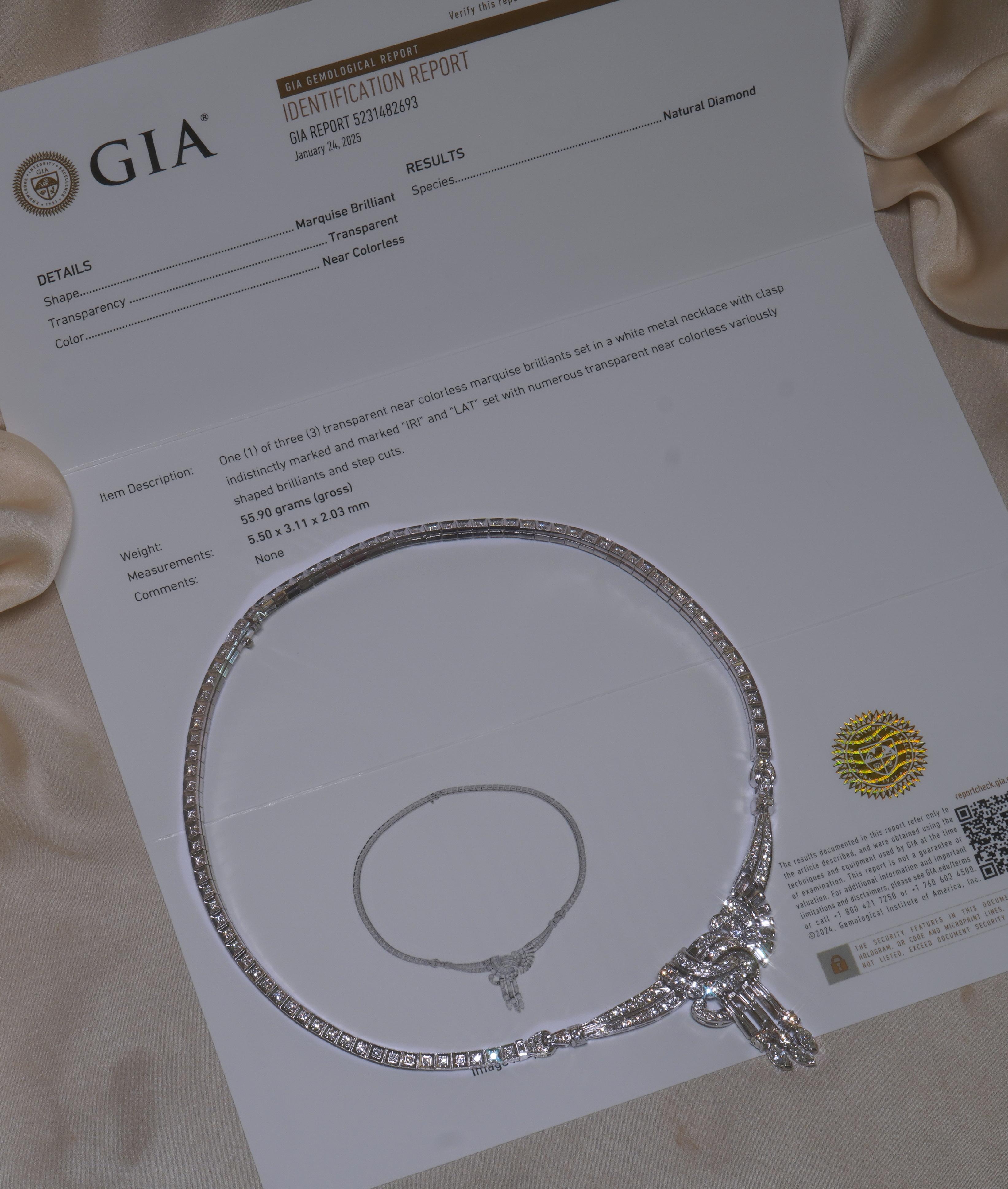 De las mujeres Collar Antiguo de Diamantes en Platino GIA Gargantilla Deco VS Vintage ¡Enorme 9,57 Quilates! en venta